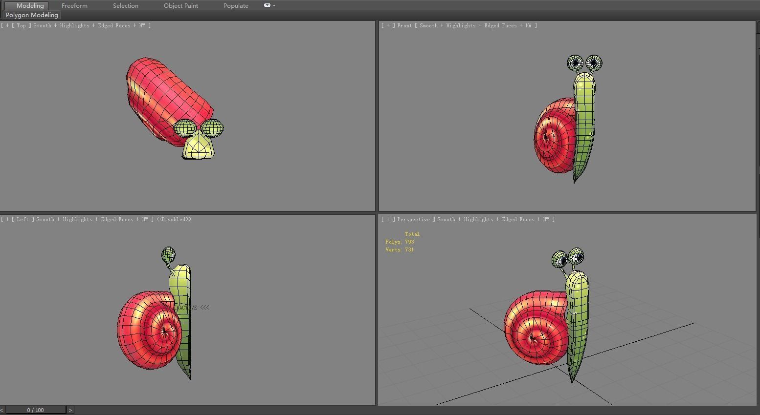 Cartoon snail Low-poly 3D model_4
