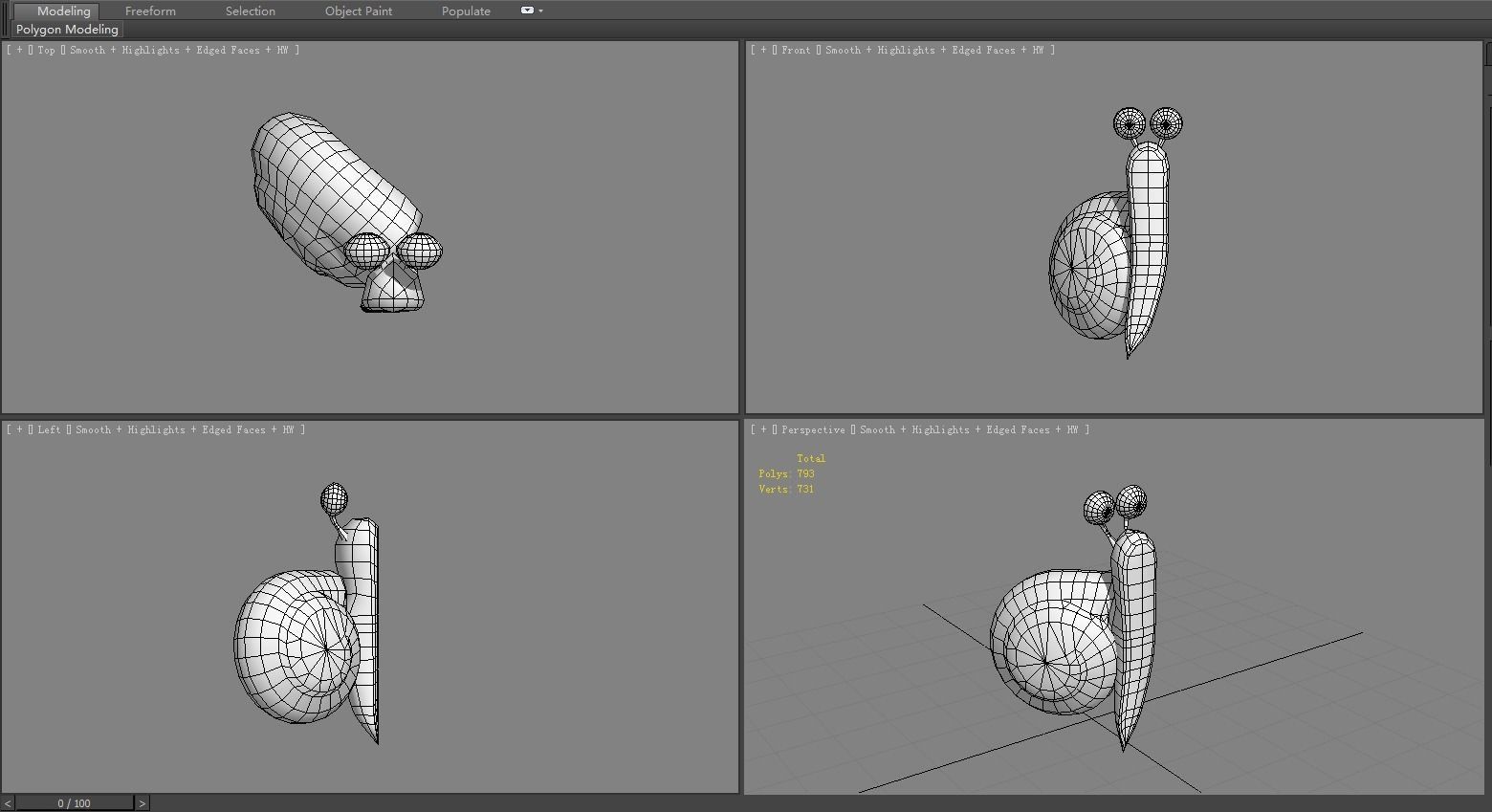 Cartoon snail Low-poly 3D model_5
