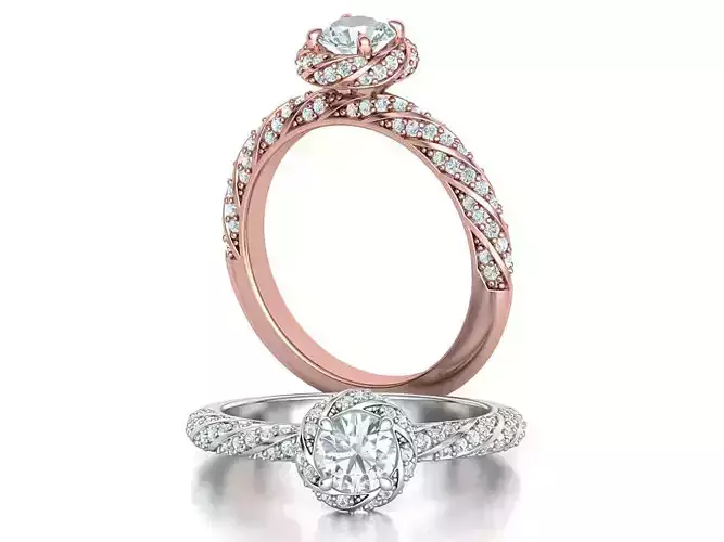 Amanda Engagement ring Twisted design 5mm stone 3dmodel 3D print model
