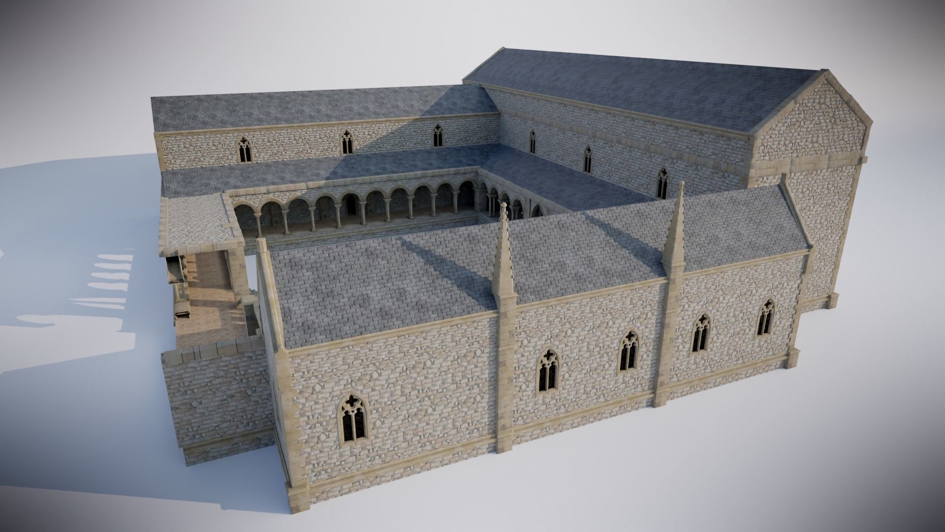 Modular Medieval Church Low-poly 3D model_24