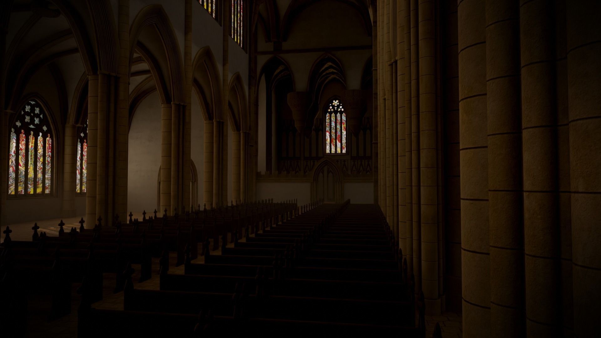 Modular Medieval Church Low-poly 3D model_19