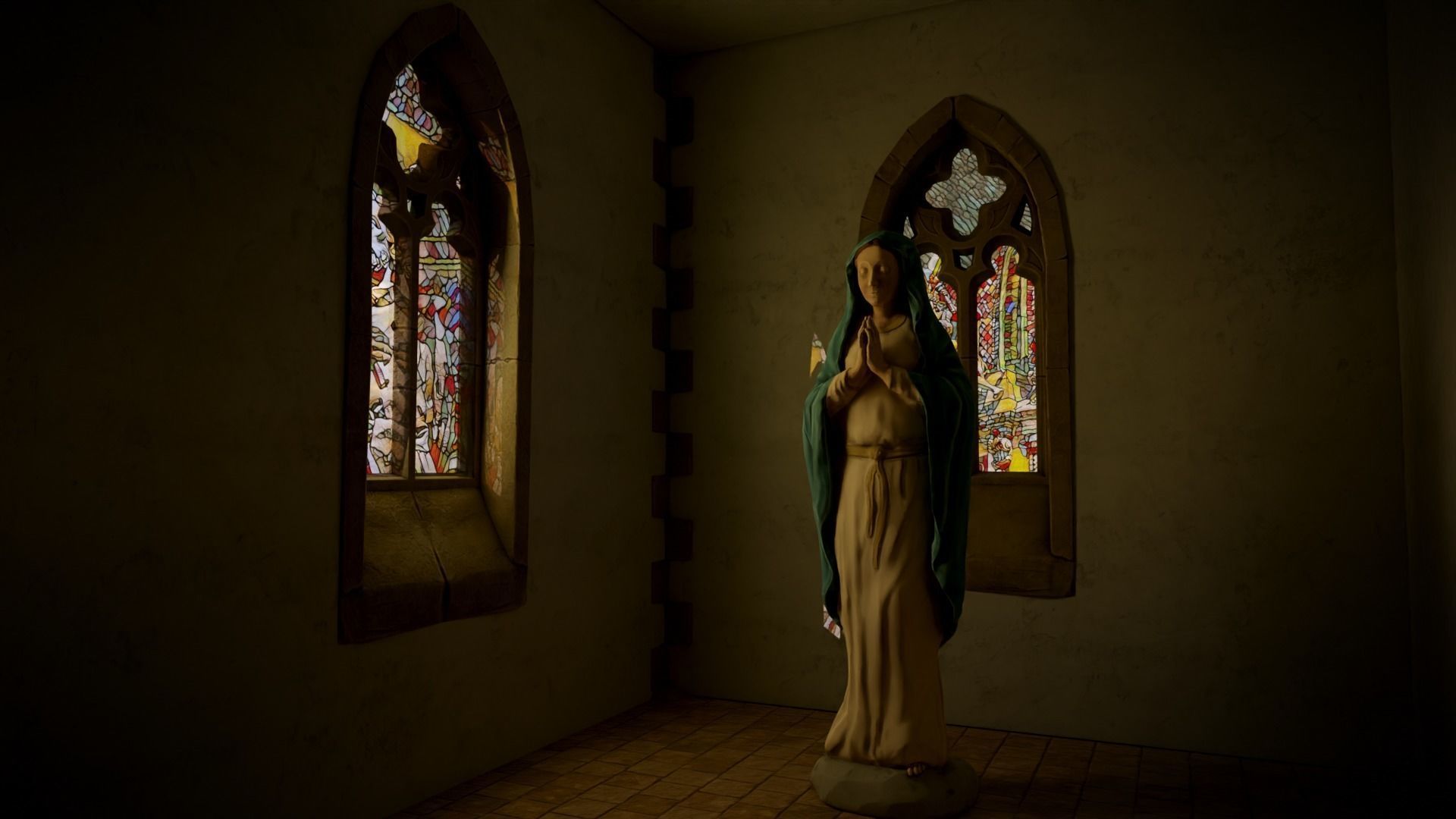 Modular Medieval Church Low-poly 3D model_17