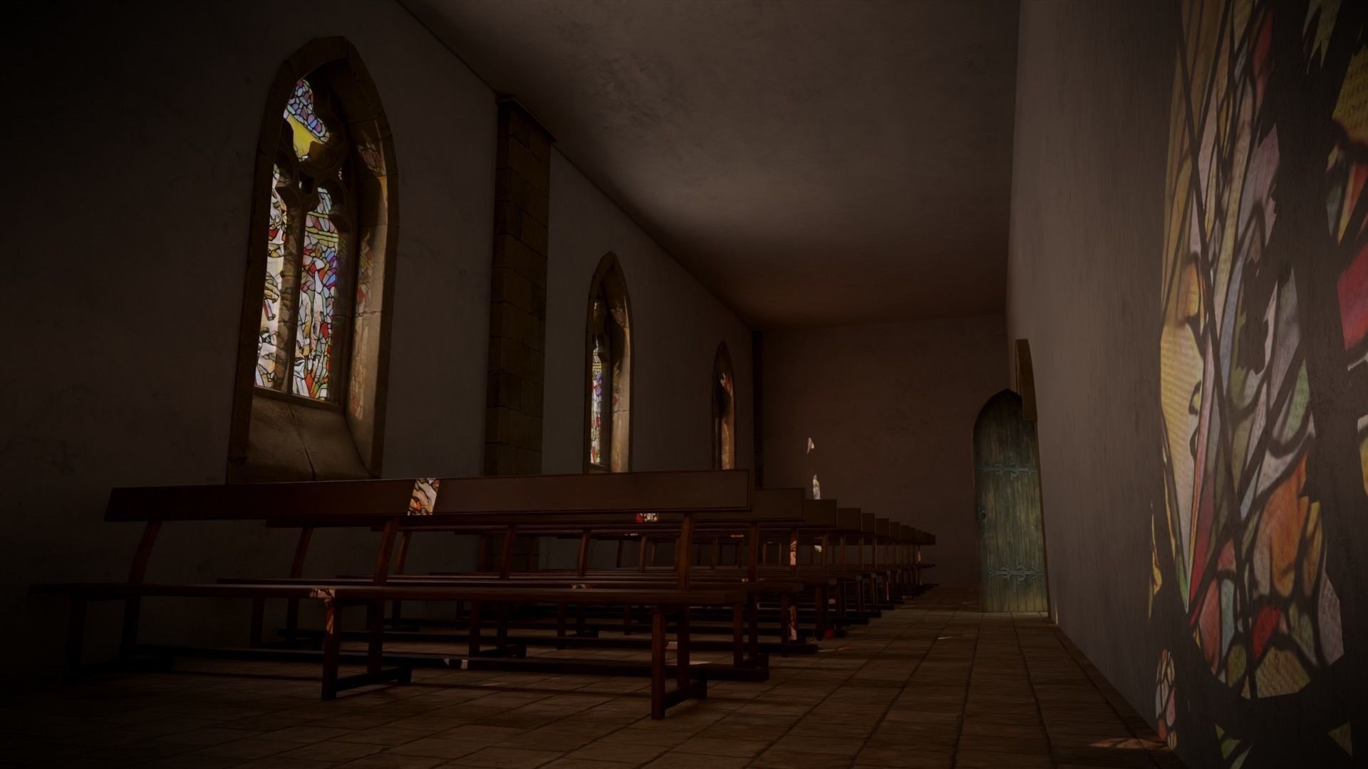 Modular Medieval Church Low-poly 3D model_13