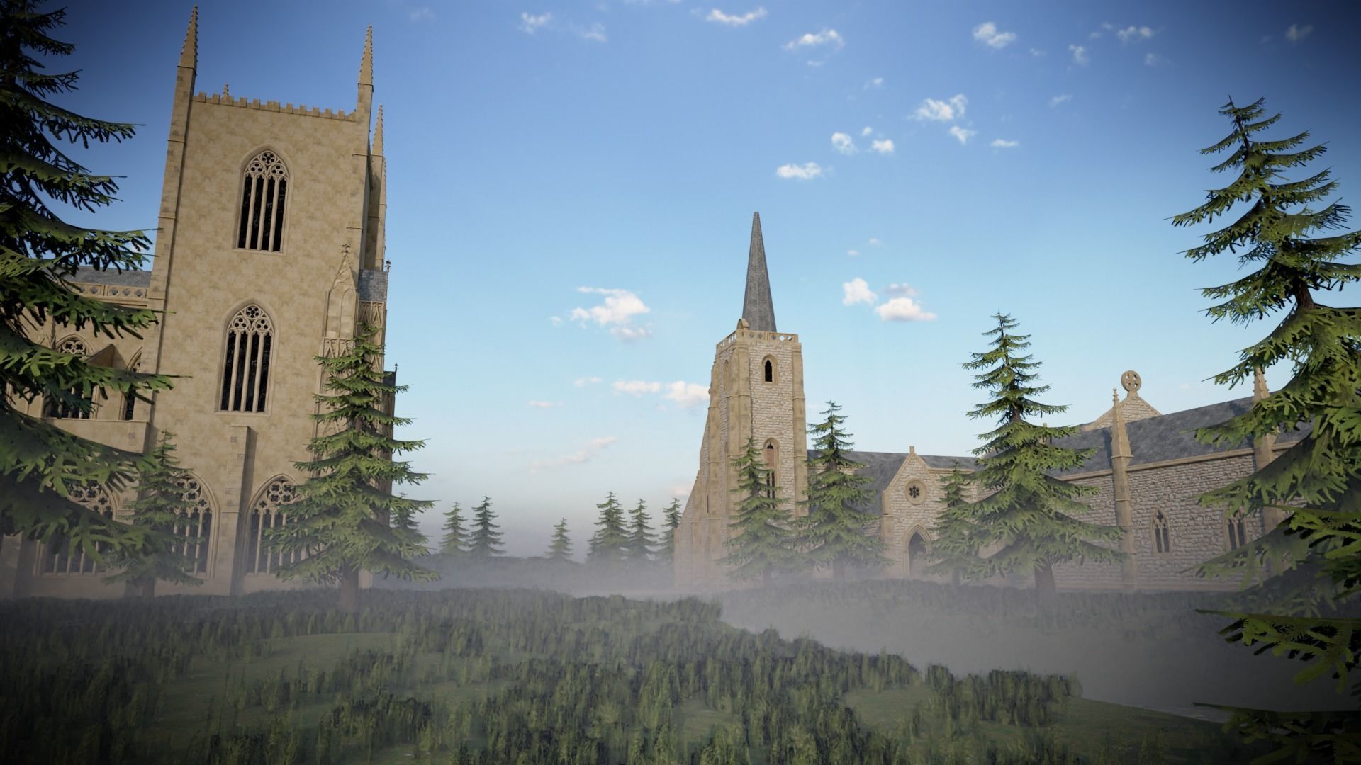 Modular Medieval Church Low-poly 3D model_12