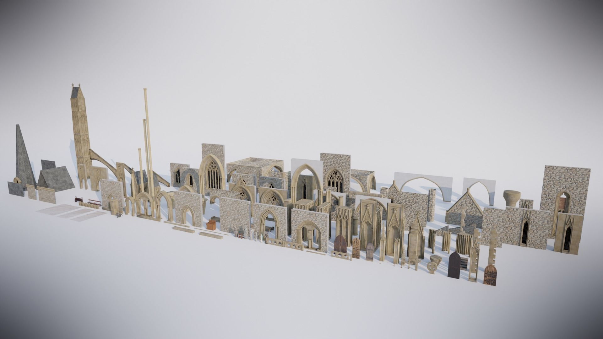 Modular Medieval Church Low-poly 3D model_20
