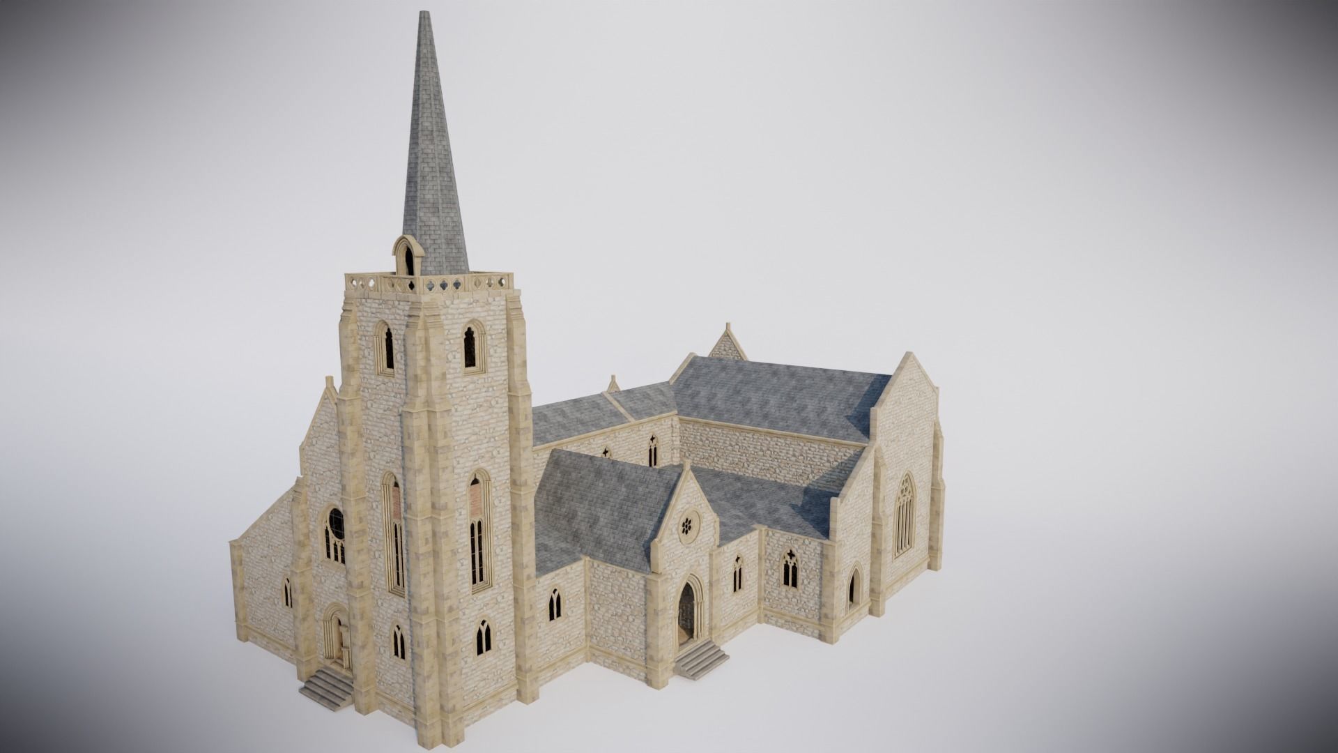 Modular Medieval Church Low-poly 3D model_22