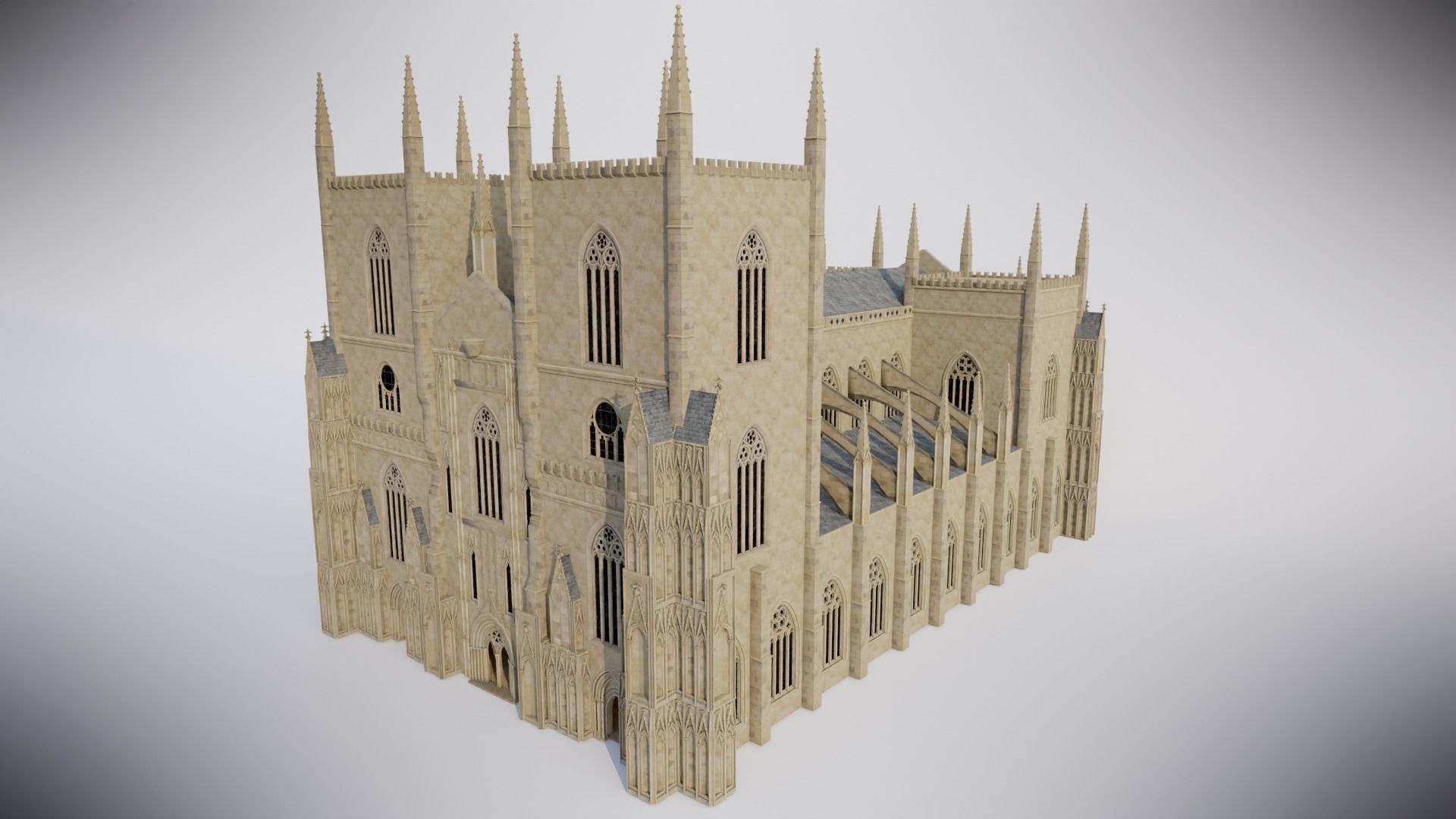 Modular Medieval Church Low-poly 3D model_23