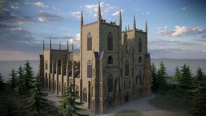 Modular Medieval Church Low-poly 3D model