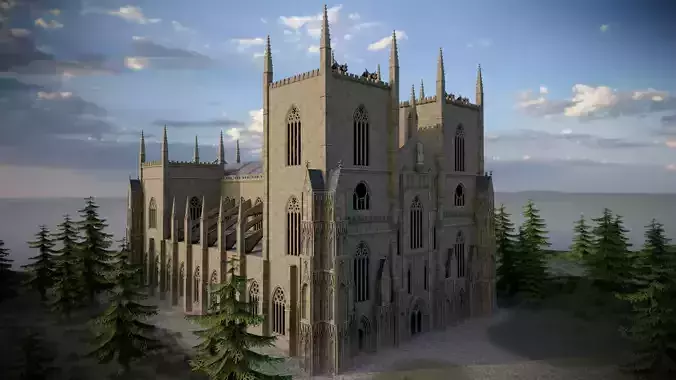 Modular Medieval Church Low-poly 3D model