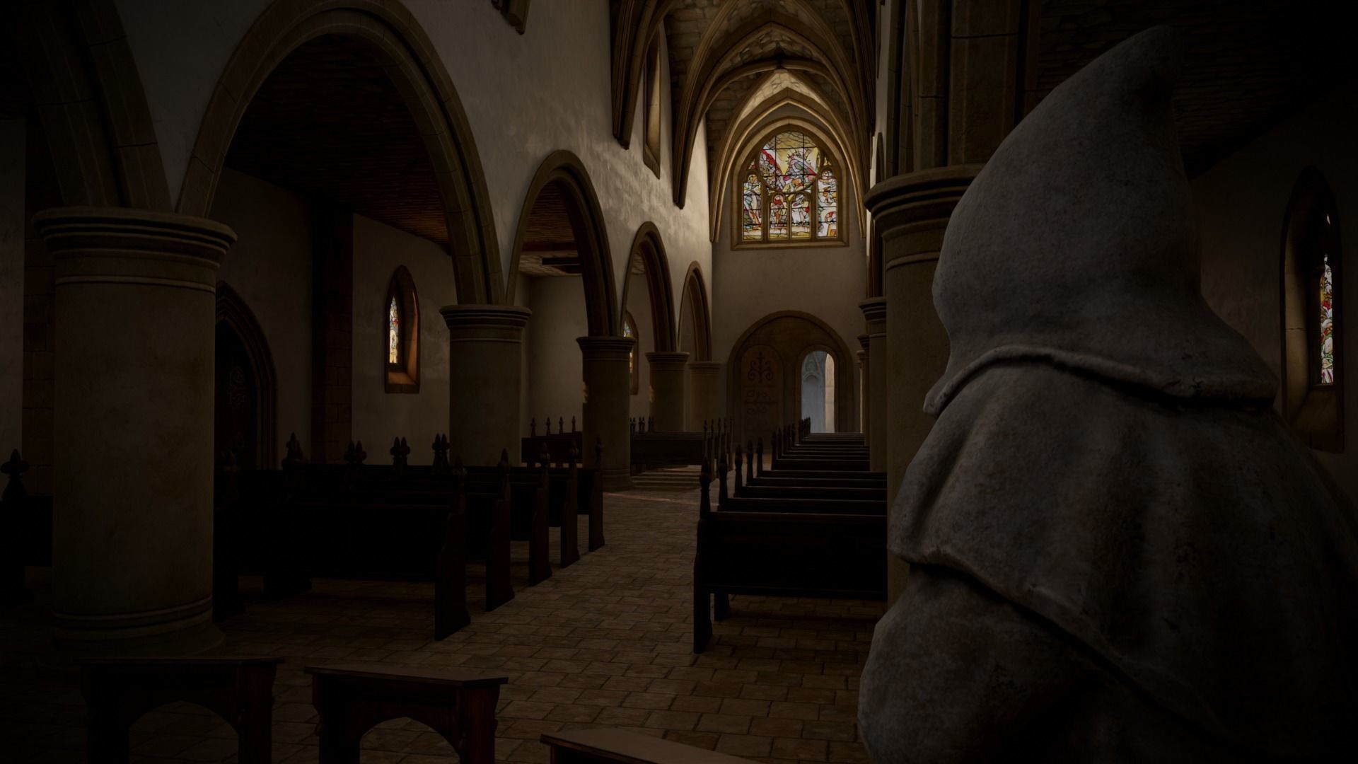 Modular Medieval Church Low-poly 3D model_15