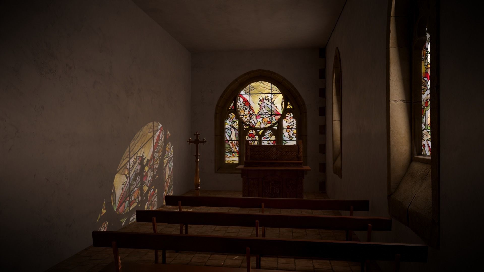 Modular Medieval Church Low-poly 3D model_9