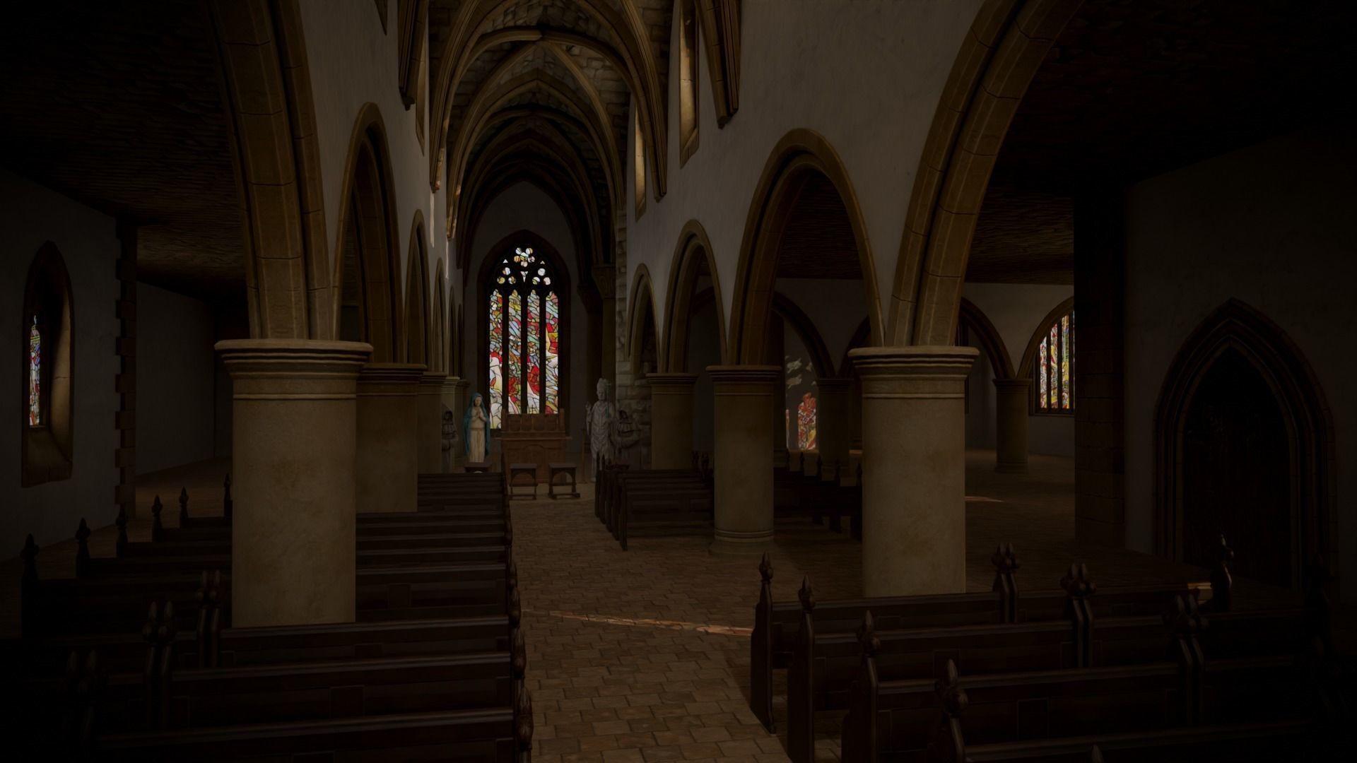 Modular Medieval Church Low-poly 3D model_14