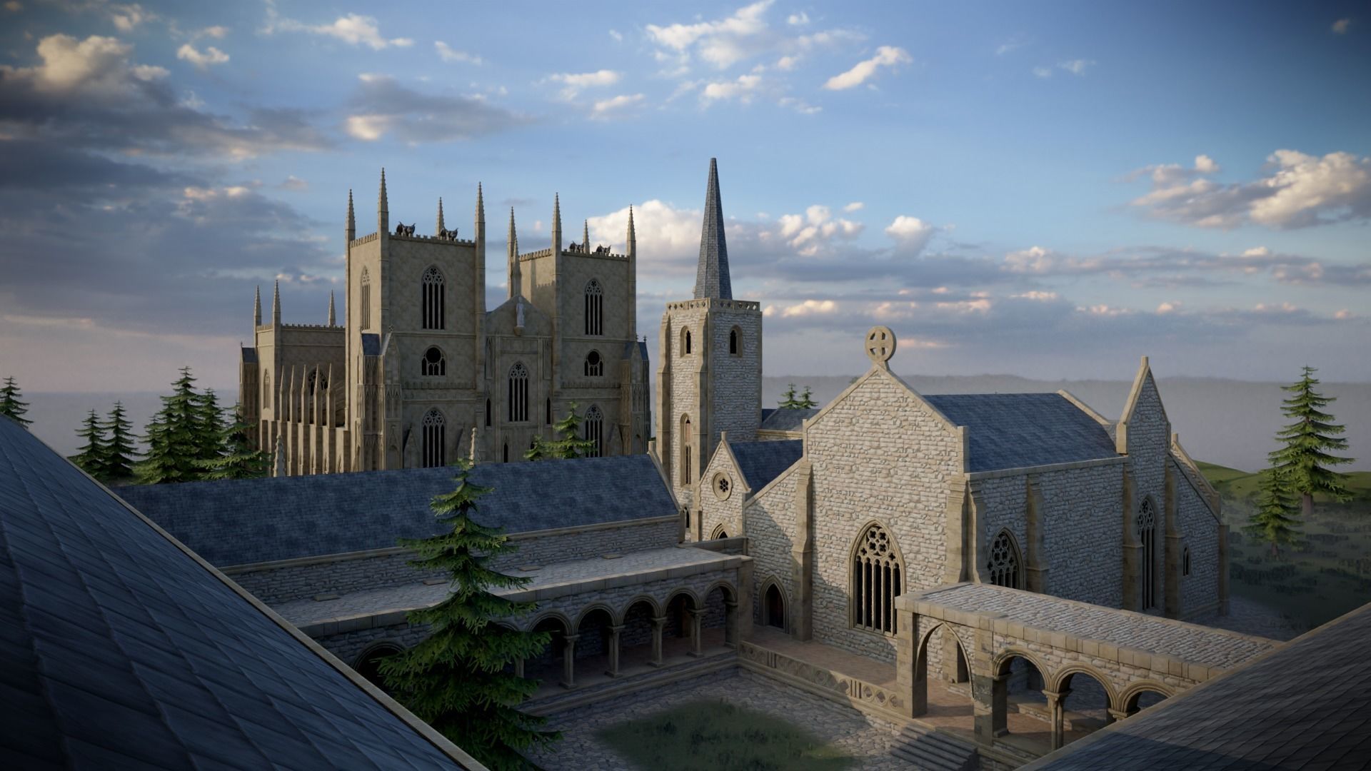 Modular Medieval Church Low-poly 3D model_10