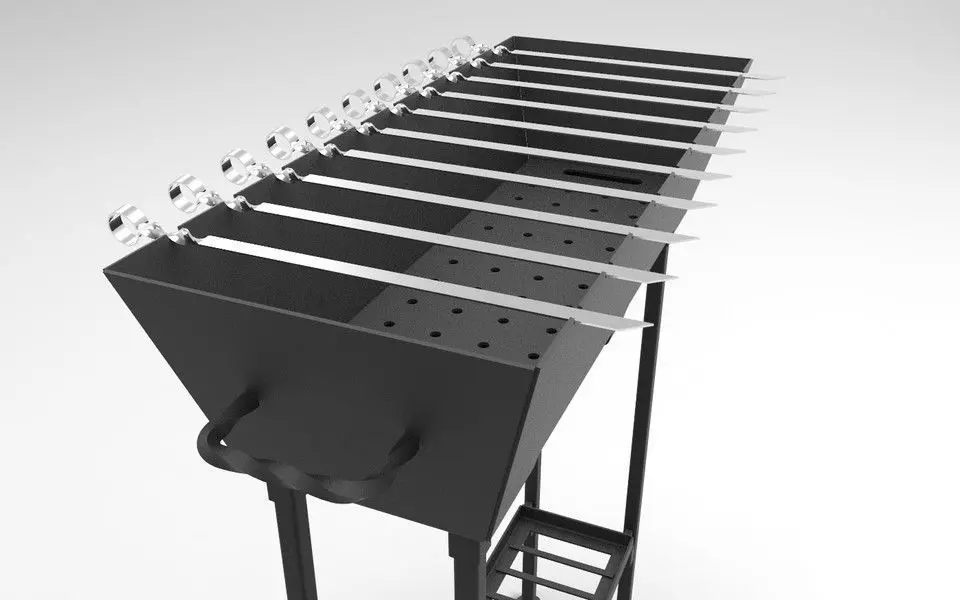 Brazier for 10 skewers 3D model_0