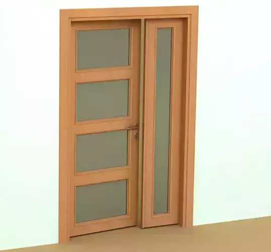 Door-10 wooden door with glass panels