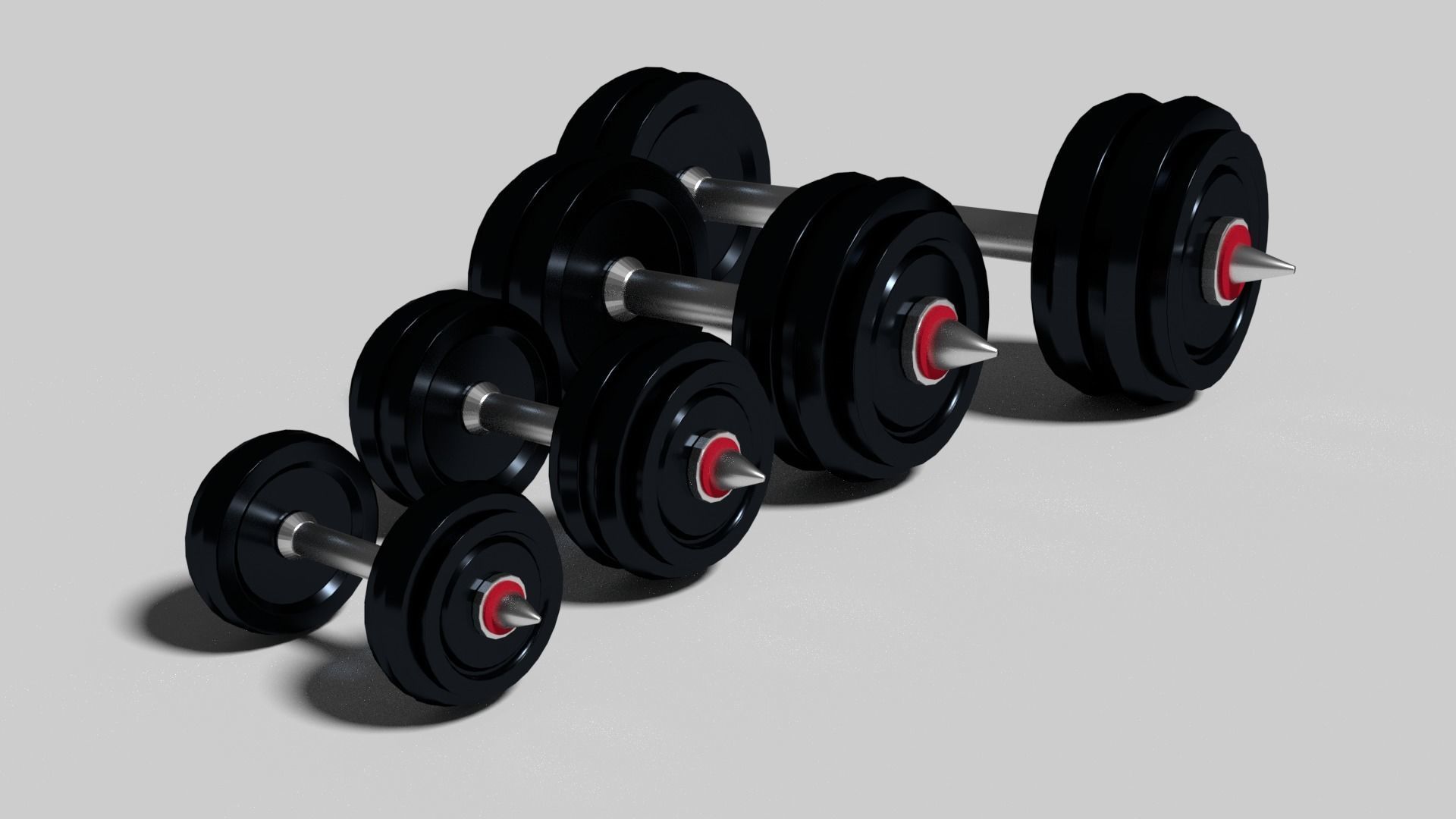 Barbel Lowpoly set of dumbbells Low-poly 3D model_1