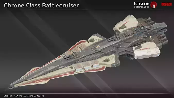 Chrone Class Battlecruiser Low-poly 3D model