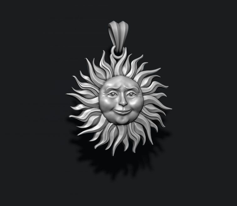 Sun pendant 3D print model_3
