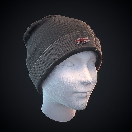 Beanie british on mannequin head Low-poly 3D model