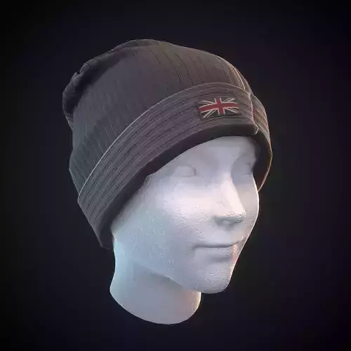 Beanie british on mannequin head Low-poly 3D model