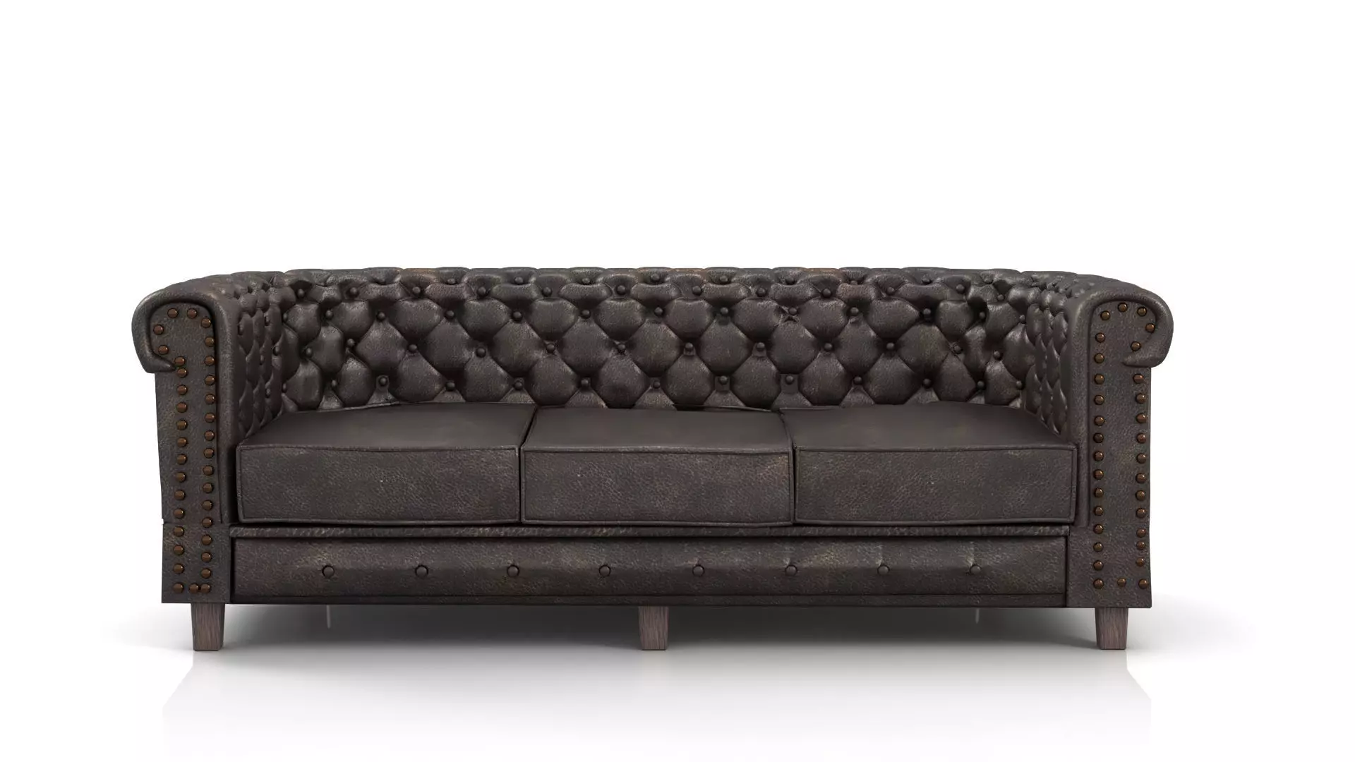 Chesterfield Sofa Old Black Leather 3D model_0