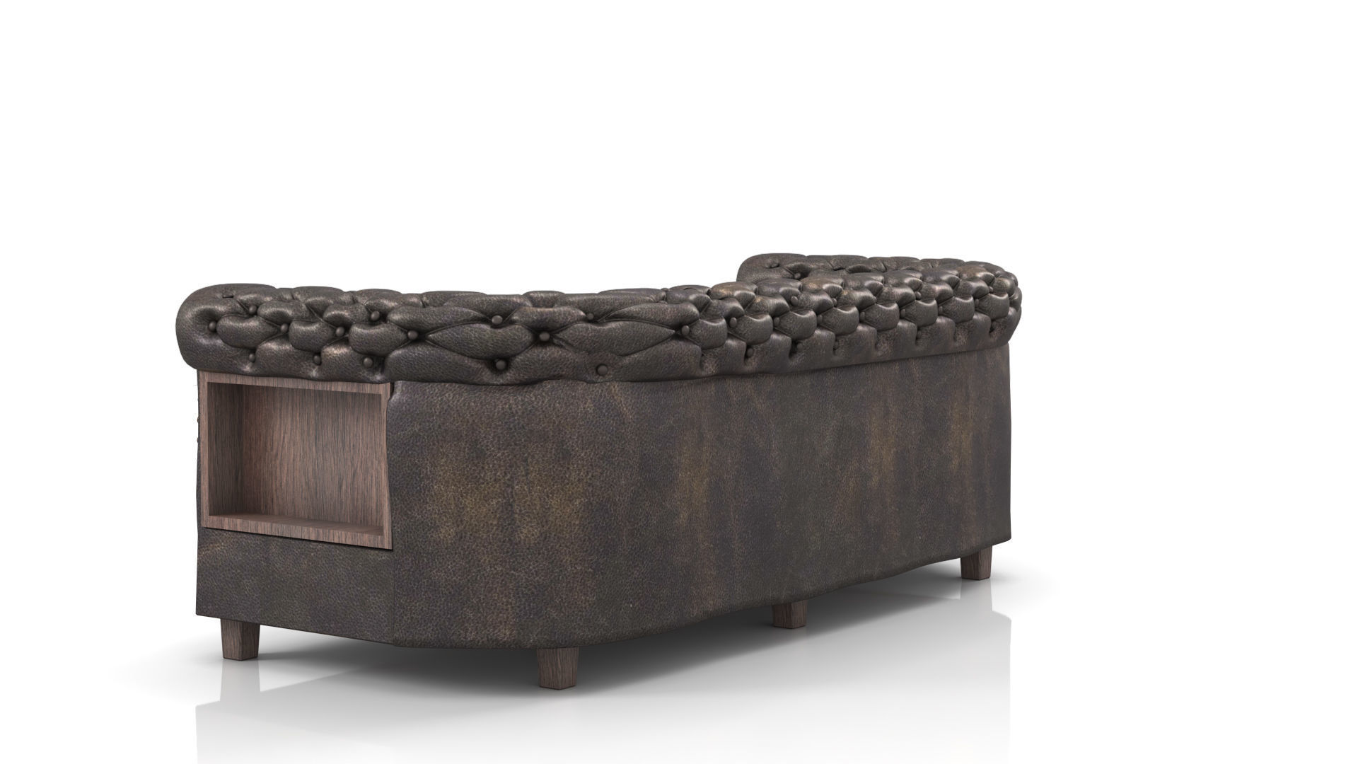Chesterfield Sofa Old Black Leather 3D model_5