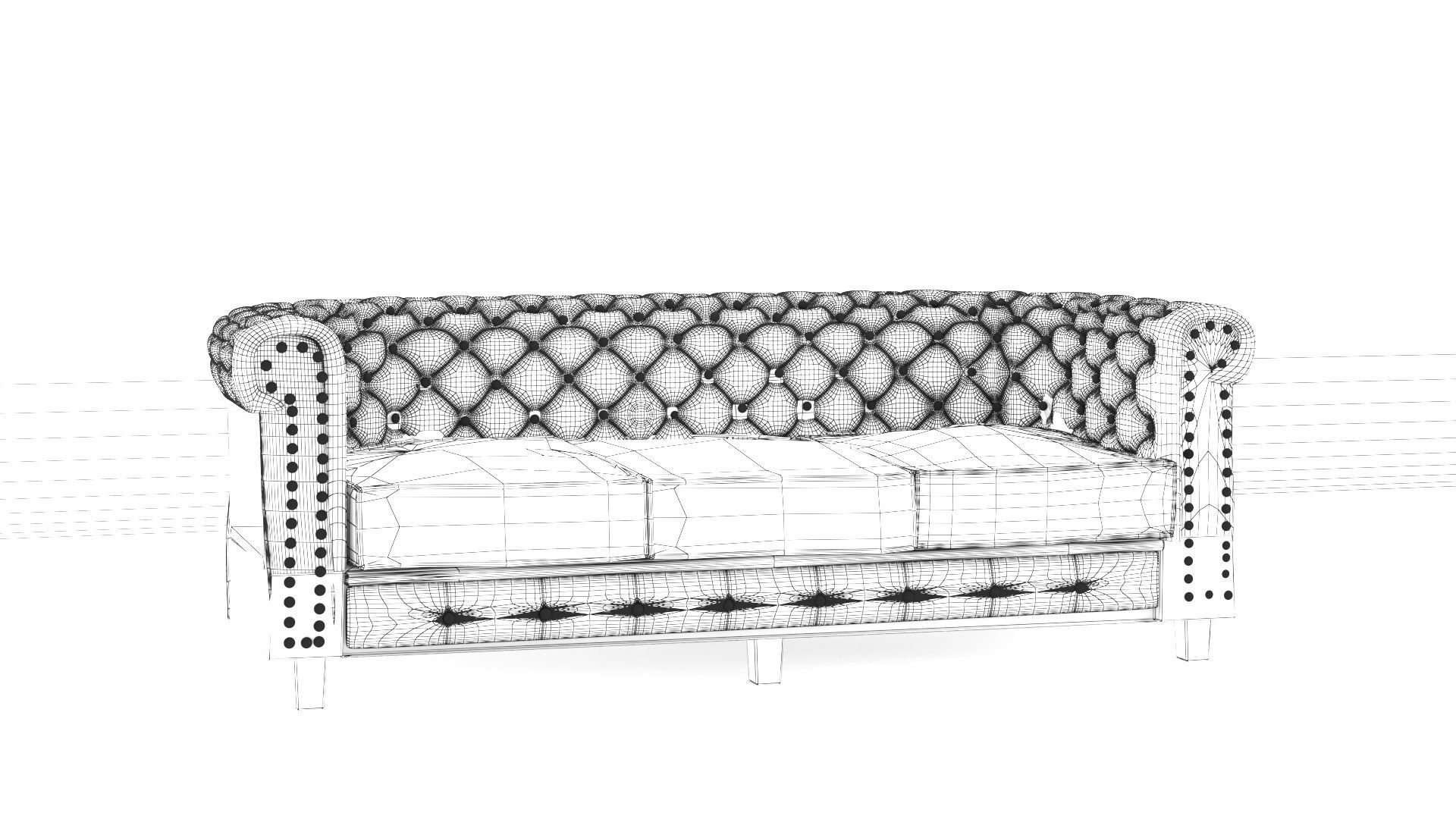 Chesterfield Sofa Old Black Leather 3D model_10