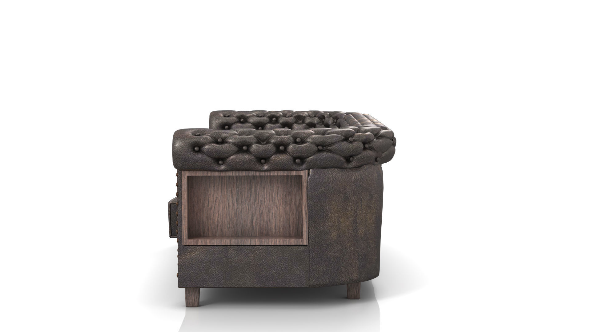 Chesterfield Sofa Old Black Leather 3D model_4