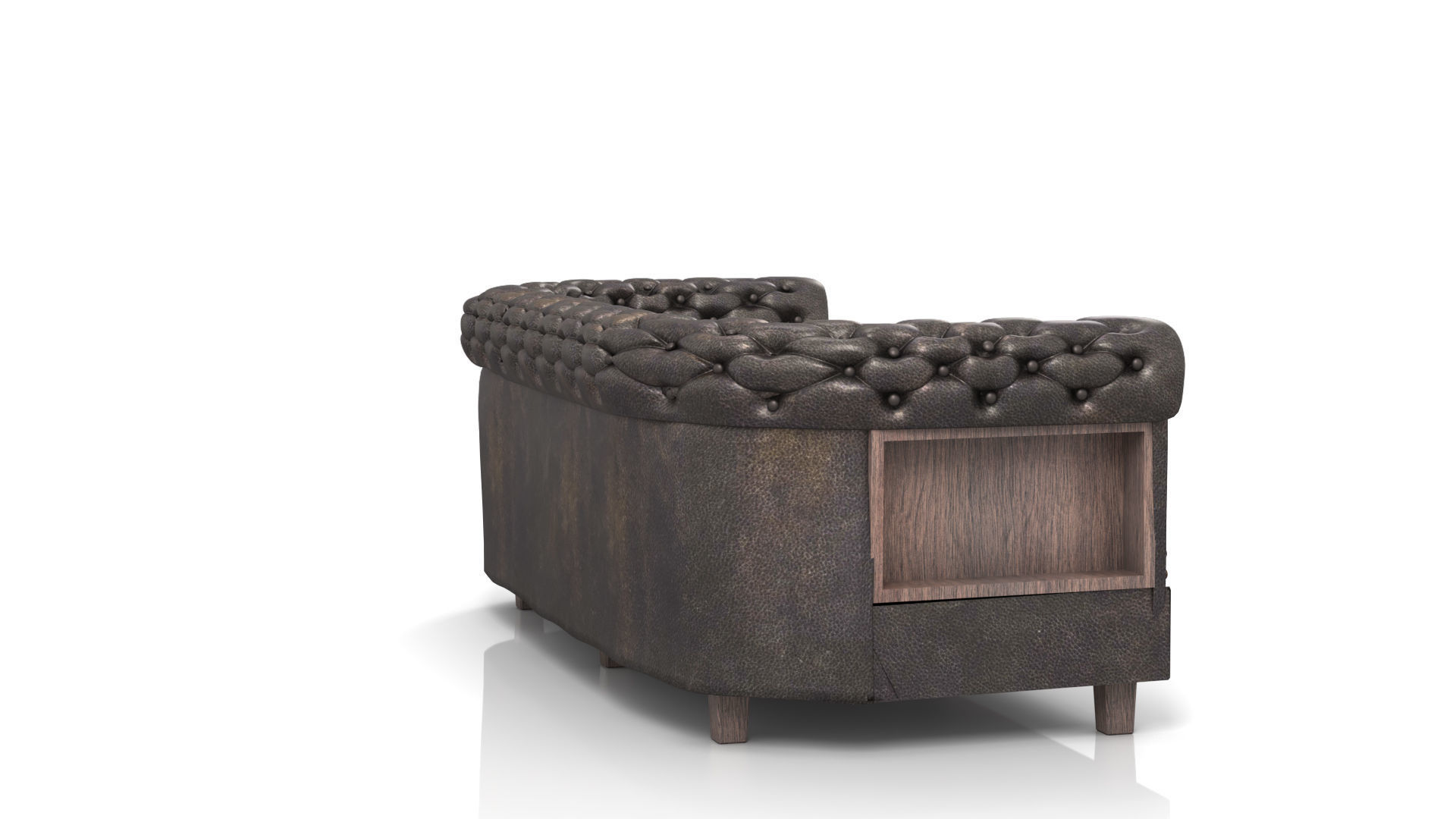 Chesterfield Sofa Old Black Leather 3D model_7