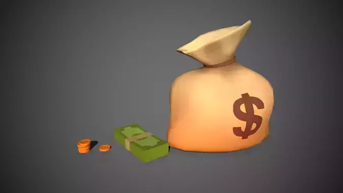 Money Assets Cartoony Money Props Low-poly 3D model