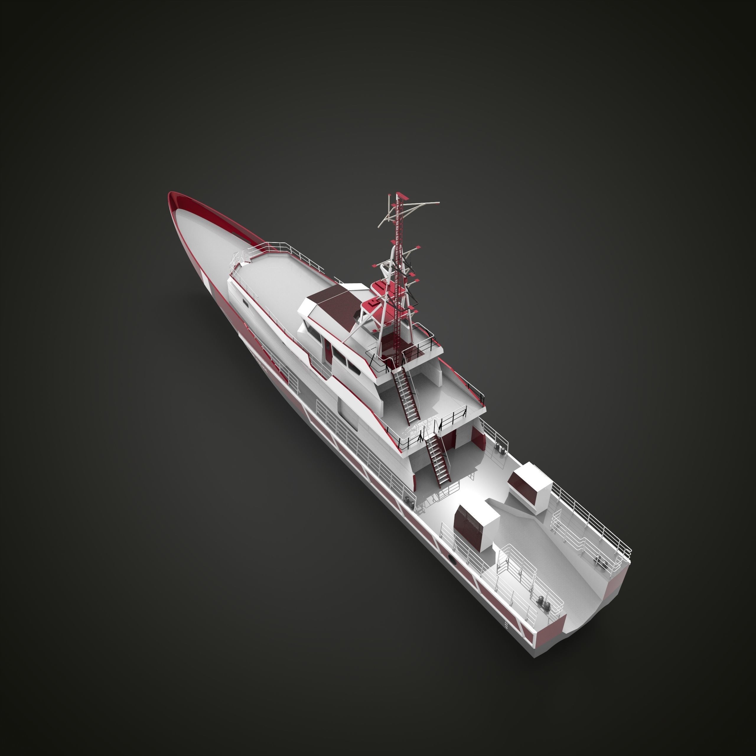 Fast Patrol Boat 30 Meters Low-poly 3D model_8