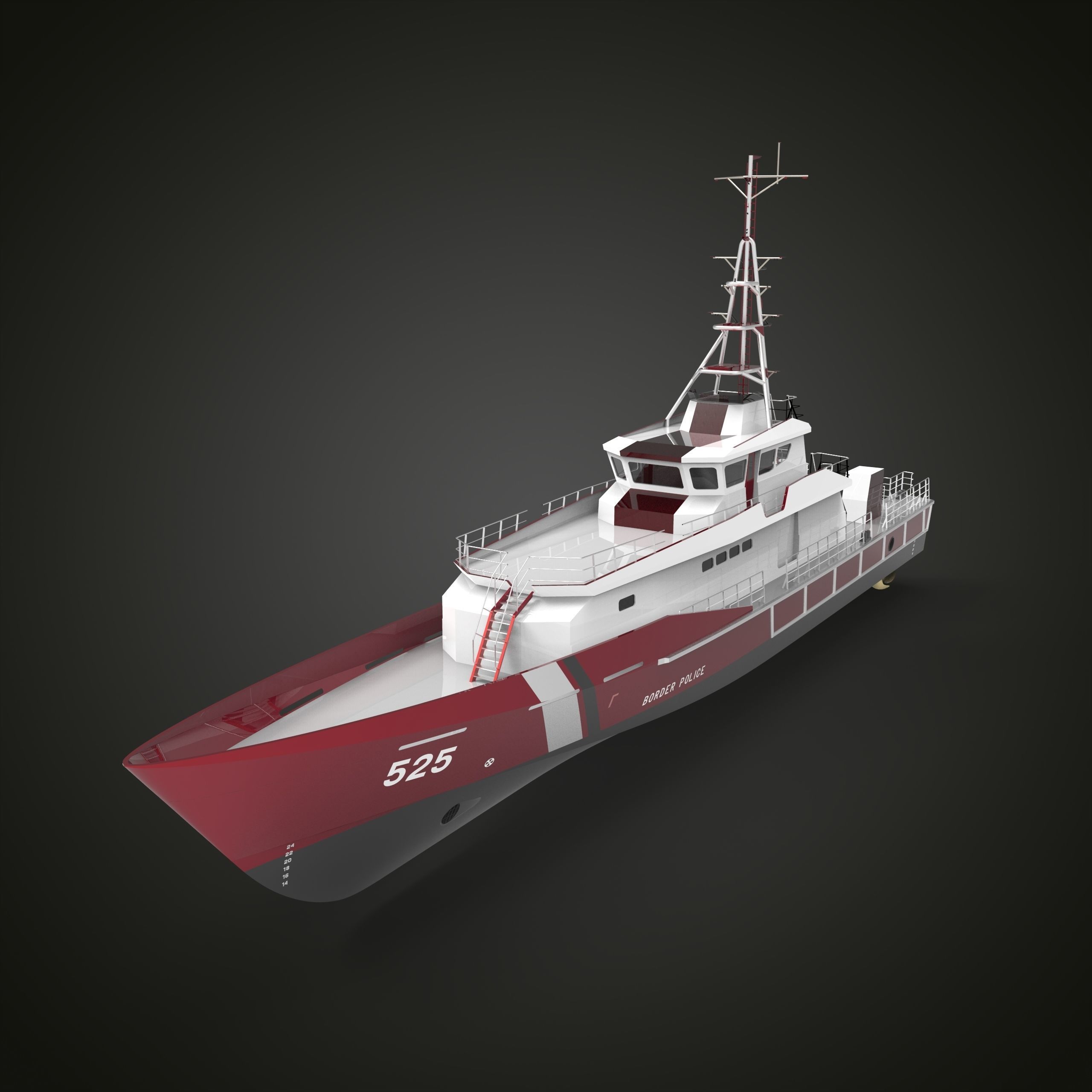 Fast Patrol Boat 30 Meters Low-poly 3D model_2