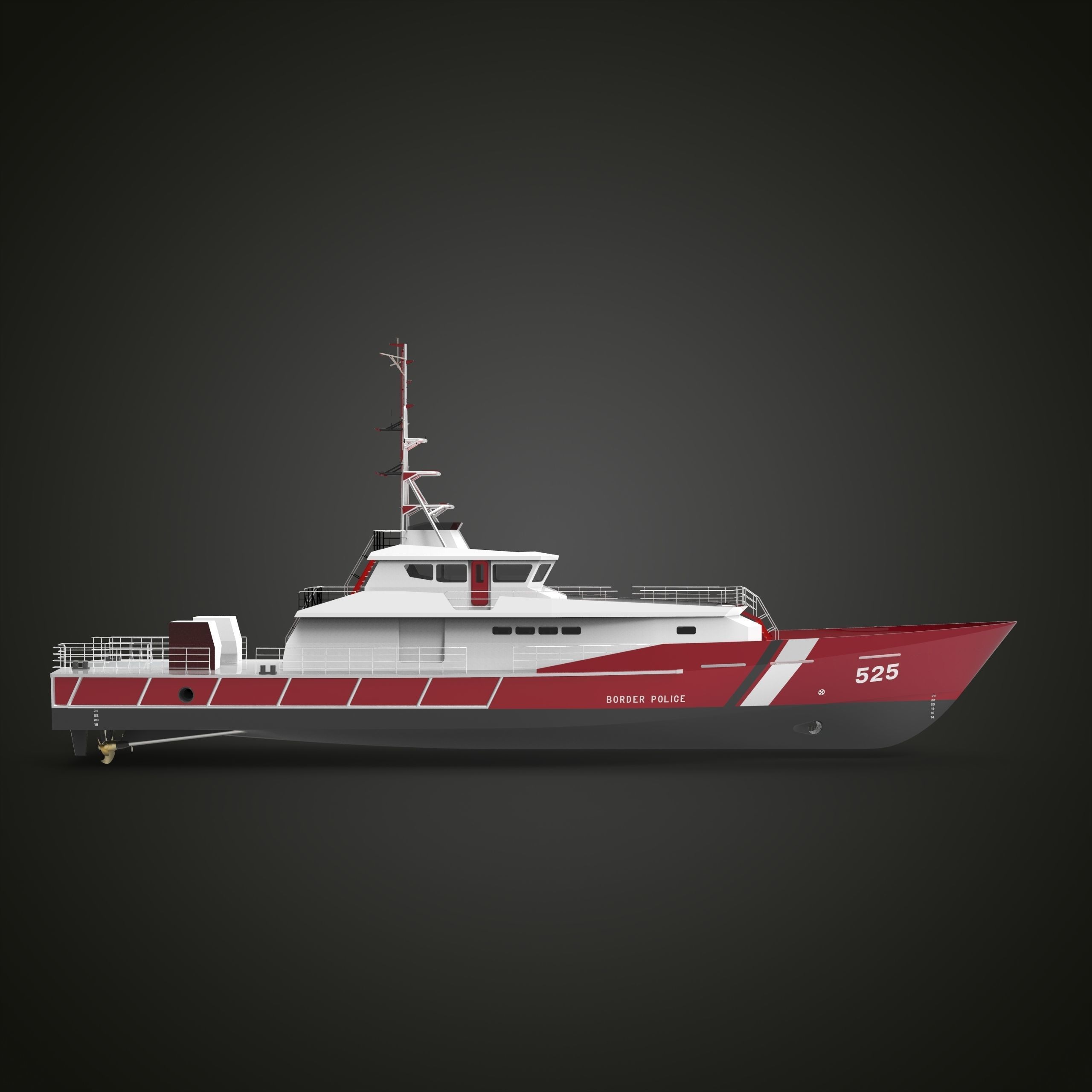 Fast Patrol Boat 30 Meters Low-poly 3D model_4