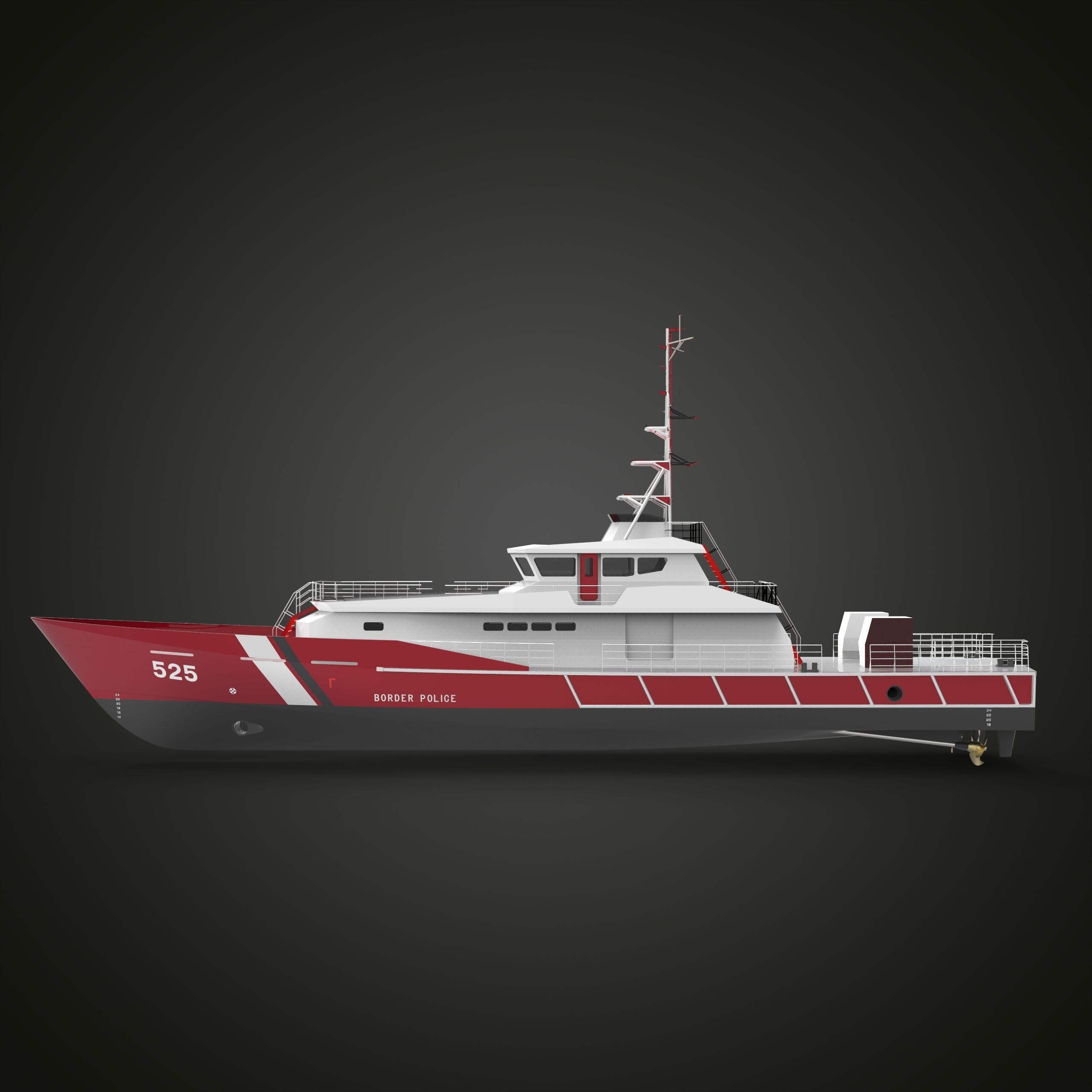 Fast Patrol Boat 30 Meters Low-poly 3D model_3