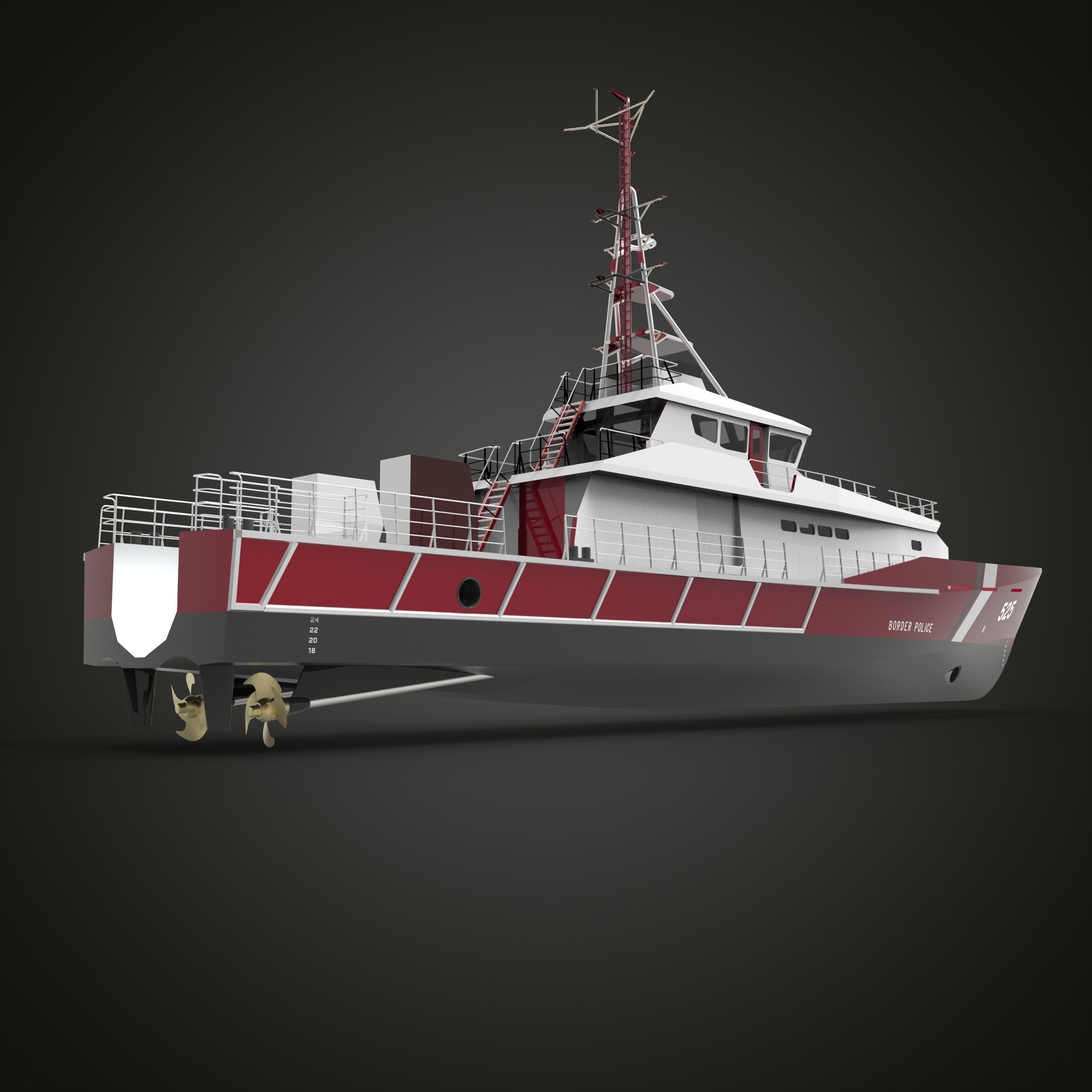 Fast Patrol Boat 30 Meters Low-poly 3D model_6