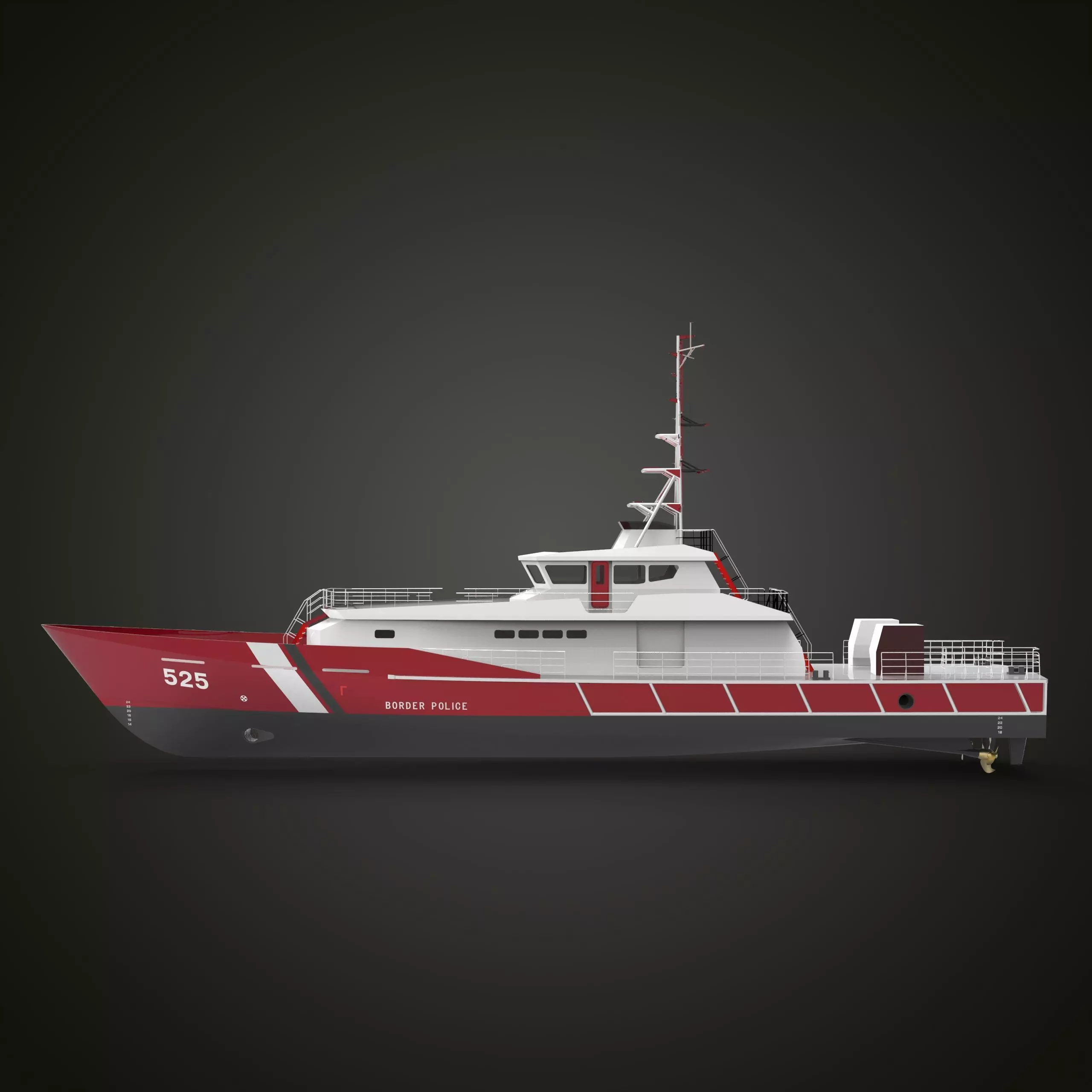 Fast Patrol Boat 30 Meters Low-poly 3D model_0