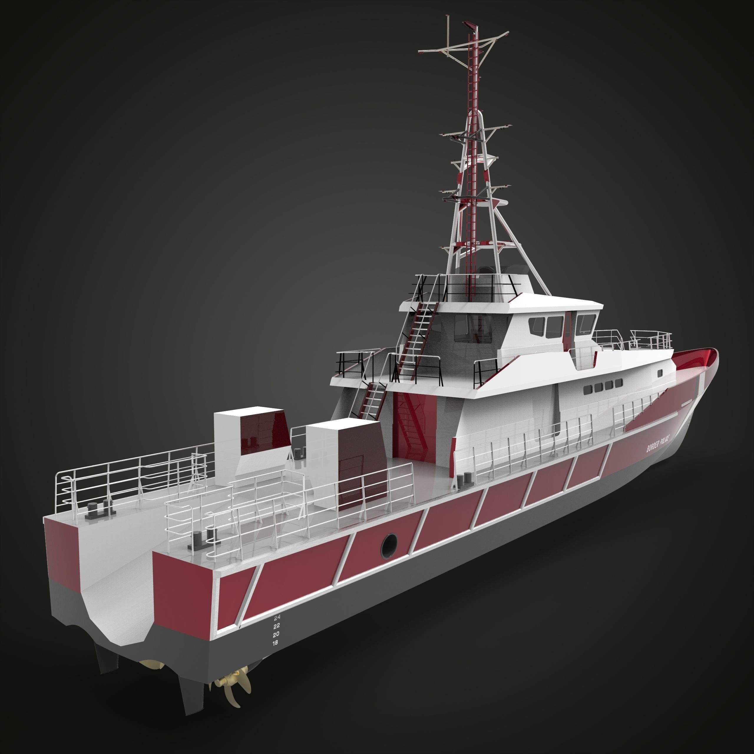 Fast Patrol Boat 30 Meters Low-poly 3D model_7