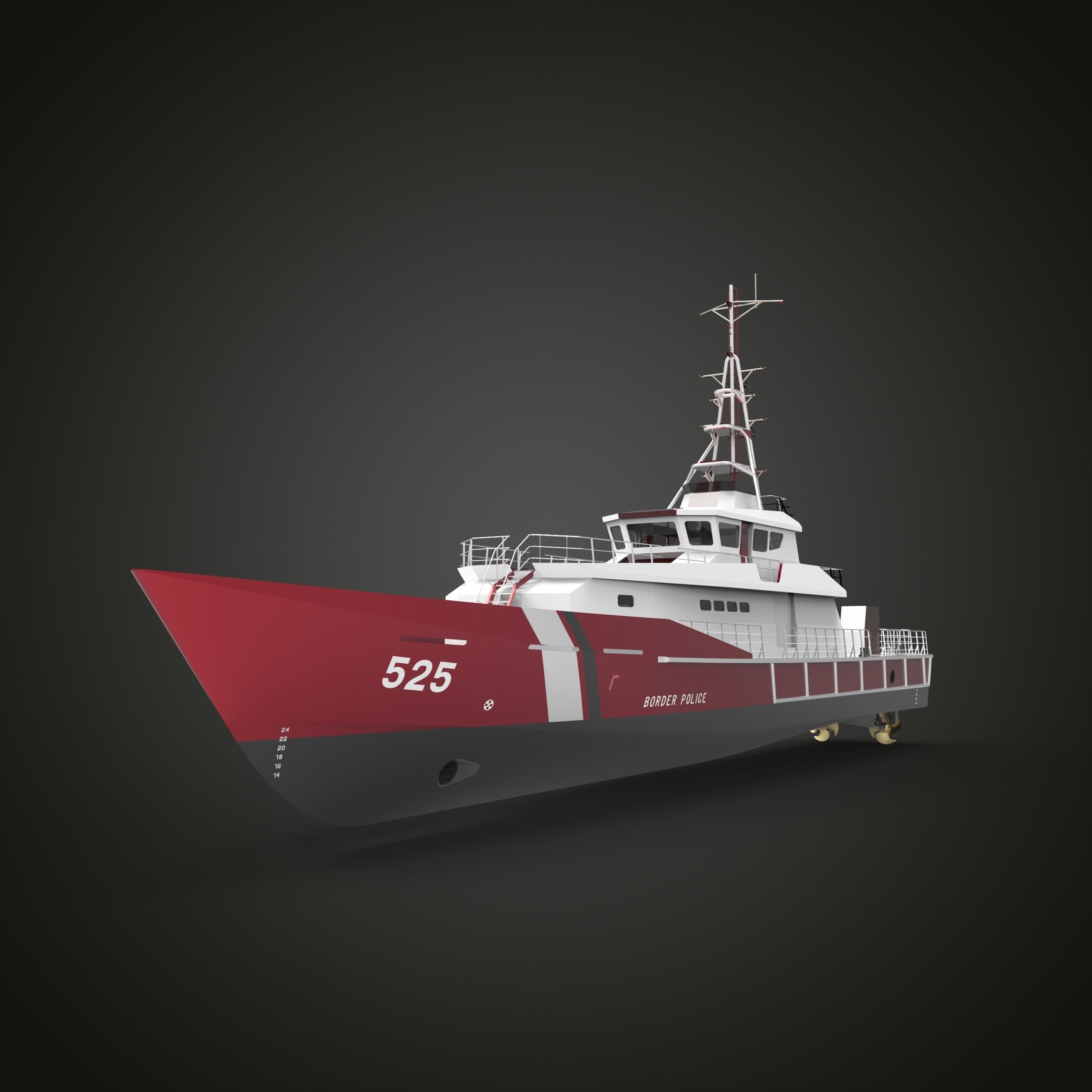 Fast Patrol Boat 30 Meters Low-poly 3D model_1
