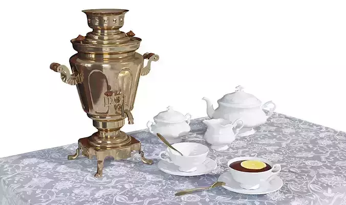 Russian samovar and service