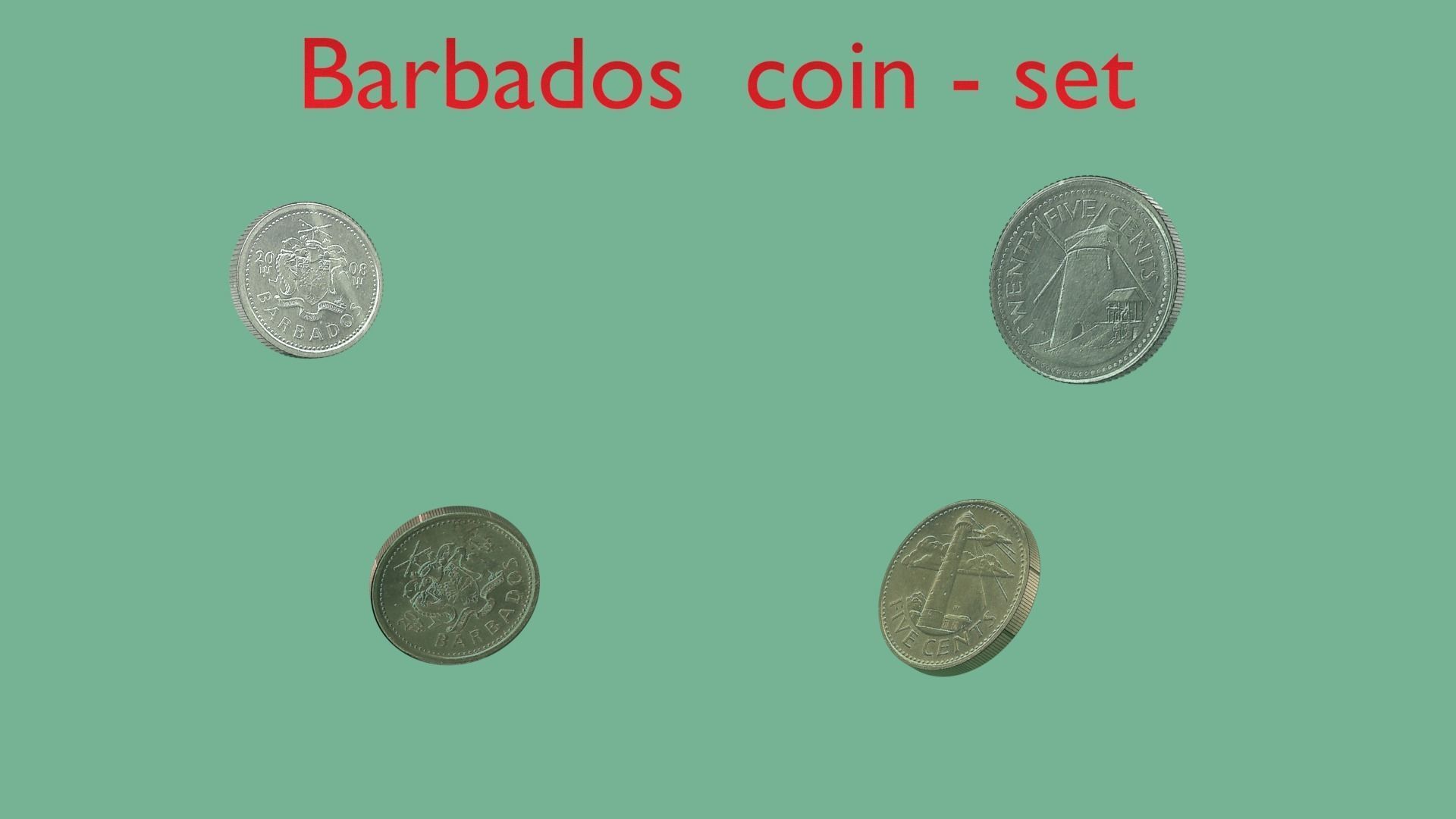 Barbados coin - set model 3D model | CGTrader