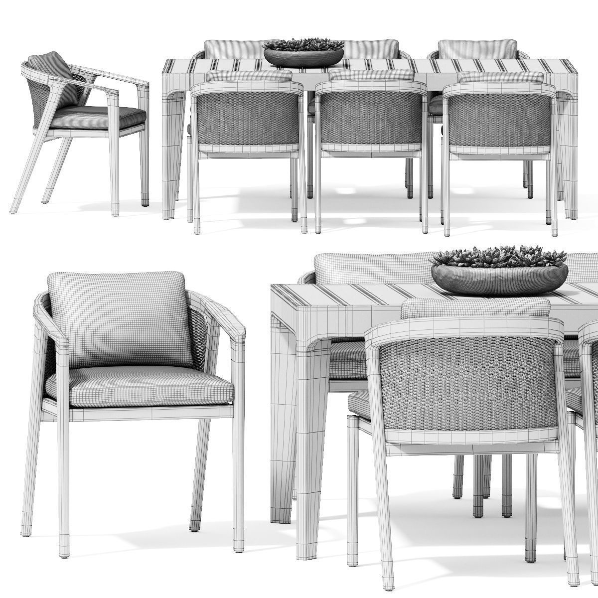 MALTA TEAK DINING SET 3D model_1