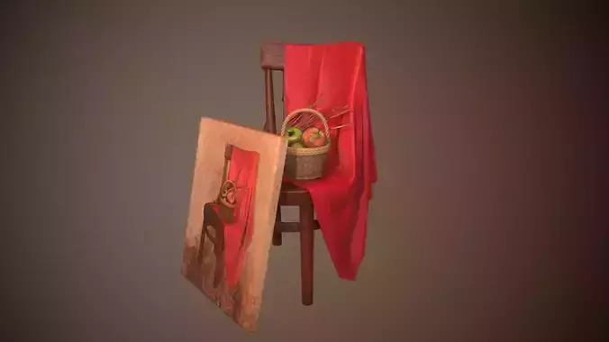 Art Composition Painting Chair Fabric Low-poly 3D model