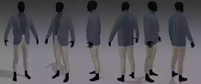 Men in coat-pant and t-shirt marvelous file 3D model