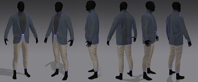 Men in coat-pant and t-shirt marvelous file 3D model