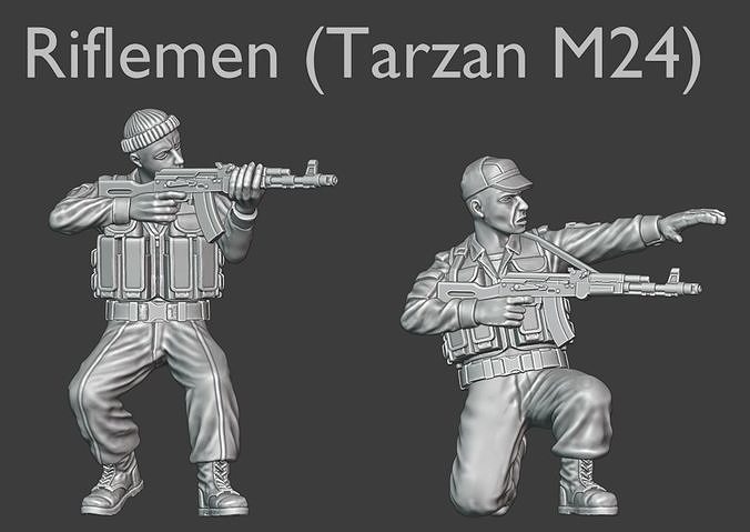 Modern Russian Riflemen - Tarzan M24 - 28mm wargaming miniatures 3D print model