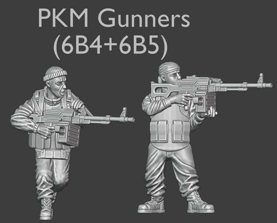 Modern Russian PKM Gunners - 28mm wargaming miniatures 3D print model