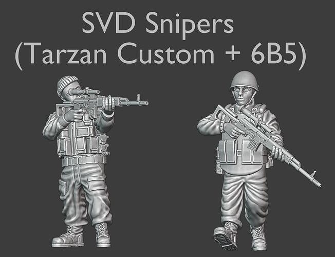 Modern Russian Snipers - 28mm wargaming miniatures 3D print model