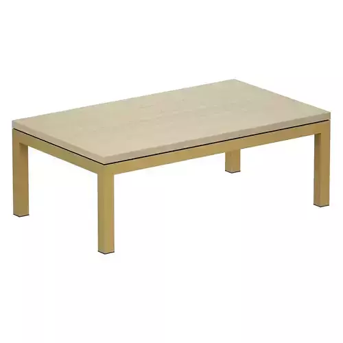 Parsons Travertine Top Brass Base Rectangular Coffee Table 3D model