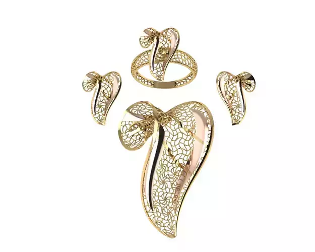 vision set gold leaf ring and earring
