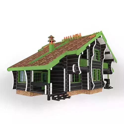 Black log house